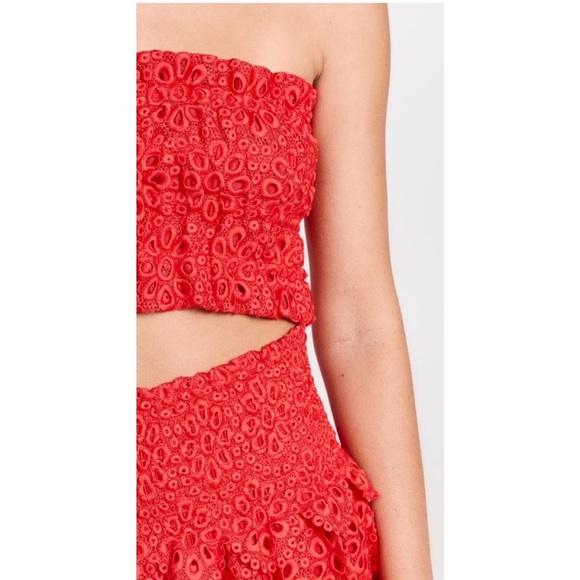 Hill House Eyelet Scallop June Crop Top & Delphine Skirt Set Poppy Red Small S - Picture 2 of 6